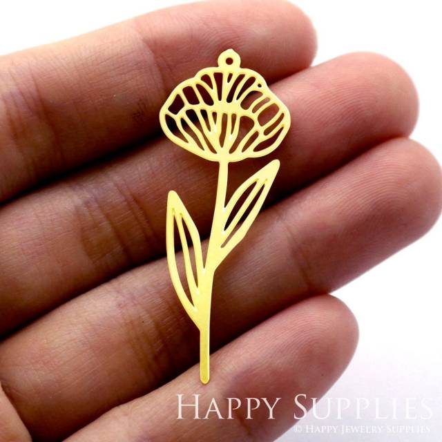 Brass Jewelry Charms, Flower Leaf Raw Brass Earring Charms, Brass Jewelry Pendants, Raw Brass Jewelry Findings, Brass Pendants Jewelry Wholesale (RD1493)