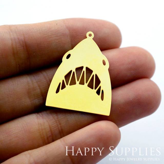 Brass Jewelry Charms, Geometric Shark Raw Brass Earring Charms, Brass Jewelry Pendants, Raw Brass Jewelry Findings, Brass Pendants Jewelry Wholesale (RD1458)