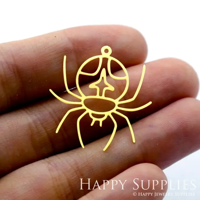 Brass Jewelry Charms, Geometric Spider Raw Brass Earring Charms, Brass Jewelry Pendants, Raw Brass Jewelry Findings, Brass Pendants Jewelry Wholesale (RD1466)