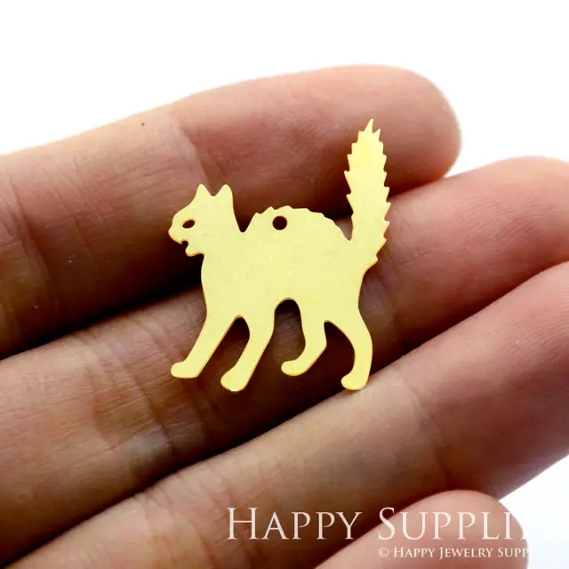 Brass Jewelry Charms, Cat Raw Brass Earring Charms, Brass Jewelry Pendants, Raw Brass Jewelry Findings, Brass Pendants Jewelry Wholesale (RD1460)