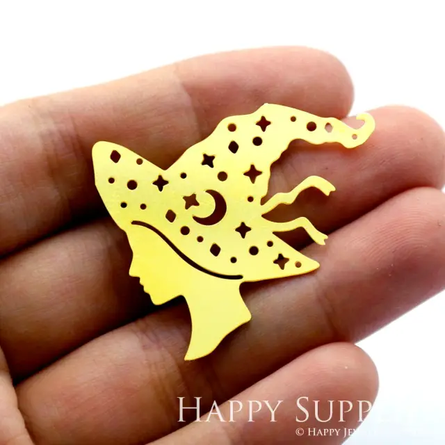 Brass Jewelry Charms, Witch Raw Brass Earring Charms, Brass Jewelry Pendants, Raw Brass Jewelry Findings, Brass Pendants Jewelry Wholesale (RD1468)