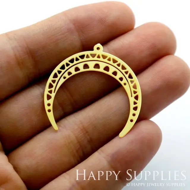 Brass Jewelry Charms, Moon Raw Brass Earring Charms, Brass Jewelry Pendants, Raw Brass Jewelry Findings, Brass Pendants Jewelry Wholesale (RD1389)