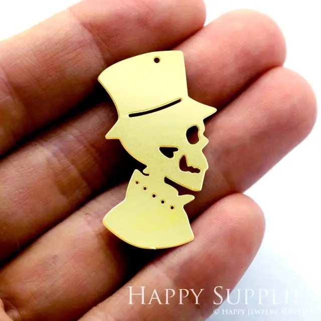 Brass Jewelry Charms, Skull Raw Brass Earring Charms, Brass Jewelry Pendants, Raw Brass Jewelry Findings, Brass Pendants Jewelry Wholesale (RD1490)