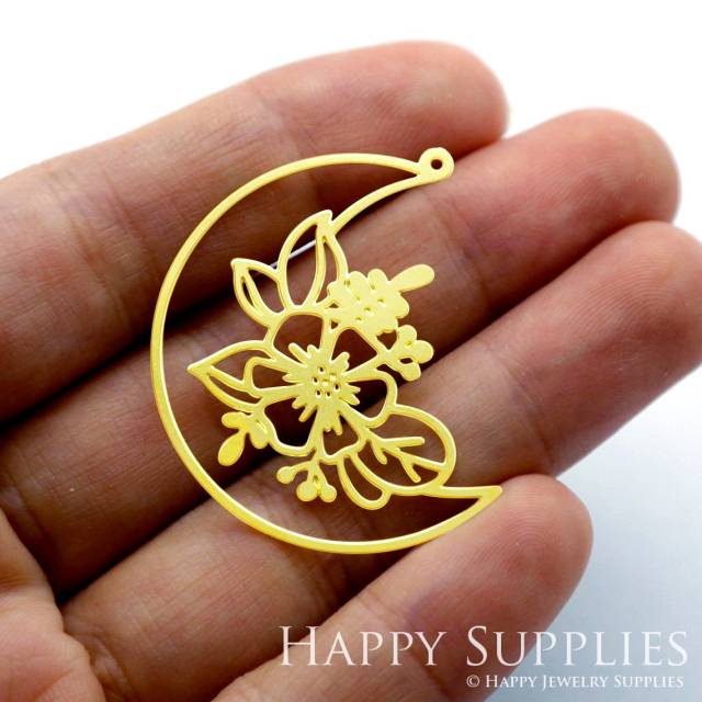 Brass Jewelry Charms, Moon Raw Brass Earring Charms, Brass Jewelry Pendants, Raw Brass Jewelry Findings, Brass Pendants Jewelry Wholesale (RD1426)