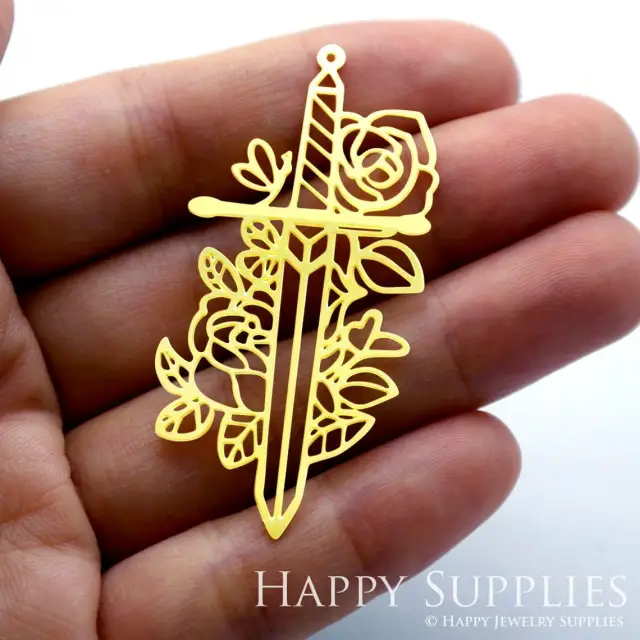 Brass Jewelry Charms,  Sword Raw Brass Earring Charms, Brass Jewelry Pendants, Raw Brass Jewelry Findings, Brass Pendants Jewelry Wholesale (RD1498)