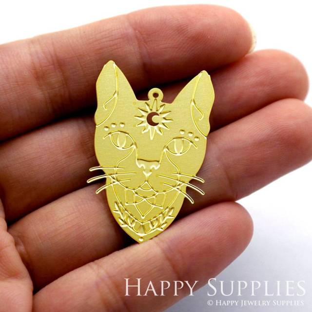 Brass Jewelry Charms, Cat Raw Brass Earring Charms, Brass Jewelry Pendants, Raw Brass Jewelry Findings, Brass Pendants Jewelry Wholesale (RD1384)