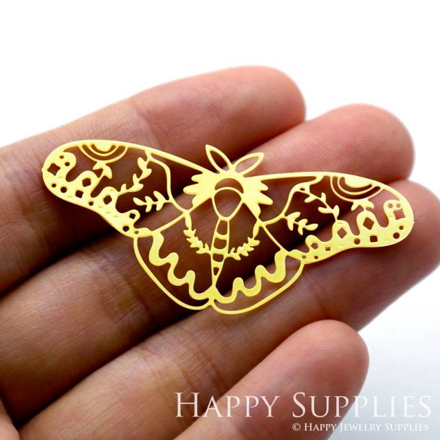 Brass Jewelry Charms, Geometric Moth Raw Brass Earring Charms, Brass Jewelry Pendants, Raw Brass Jewelry Findings, Brass Pendants Jewelry Wholesale (RD1516)