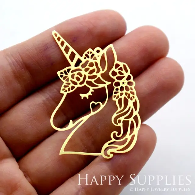 Brass Jewelry Charms, Unicorn Raw Brass Earring Charms, Brass Jewelry Pendants, Raw Brass Jewelry Findings, Brass Pendants Jewelry Wholesale (RD1532)