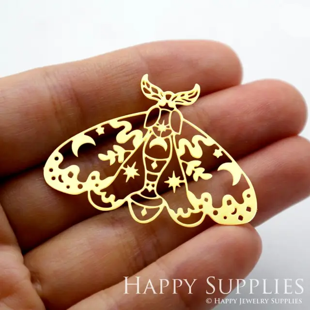 Brass Jewelry Charms, Geometric Moth Raw Brass Earring Charms, Brass Jewelry Pendants, Raw Brass Jewelry Findings, Brass Pendants Jewelry Wholesale (RD1520)