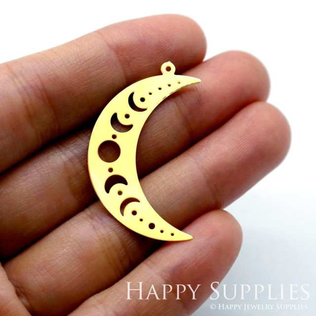 Brass Jewelry Charms, Moon Phases Raw Brass Earring Charms, Brass Jewelry Pendants, Raw Brass Jewelry Findings, Brass Pendants Jewelry Wholesale (RD1555)