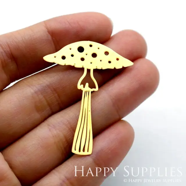 Brass Jewelry Charms, Mushroom Raw Brass Earring Charms, Brass Jewelry Pendants, Raw Brass Jewelry Findings, Brass Pendants Jewelry Wholesale (RD1542)