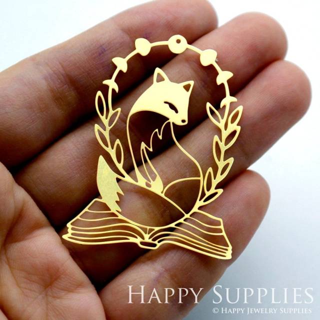 Brass Jewelry Charms, Fox Raw Brass Earring Charms, Brass Jewelry Pendants, Raw Brass Jewelry Findings, Brass Pendants Jewelry Wholesale (RD1531)