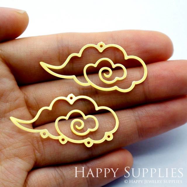 Brass Jewelry Charms, Cloud Raw Brass Earring Charms, Brass Jewelry Pendants, Raw Brass Jewelry Findings, Brass Pendants Jewelry Wholesale (RD1640)