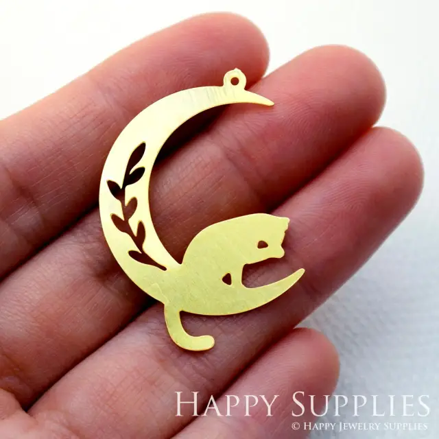 Brass Jewelry Charms, Moon Raw Brass Earring Charms, Brass Jewelry Pendants, Raw Brass Jewelry Findings, Brass Pendants Jewelry Wholesale (RD1650)