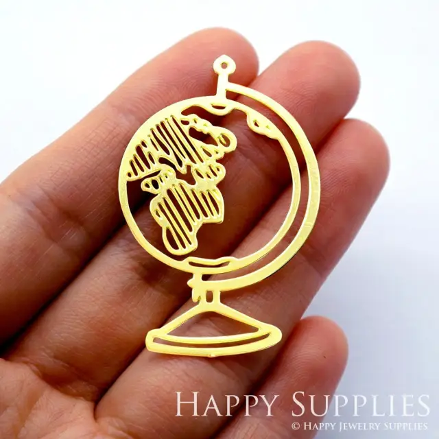 Brass Jewelry Charms, Earth Globe Raw Brass Earring Charms, Brass Jewelry Pendants, Raw Brass Jewelry Findings, Brass Pendants Jewelry Wholesale (RD1634)