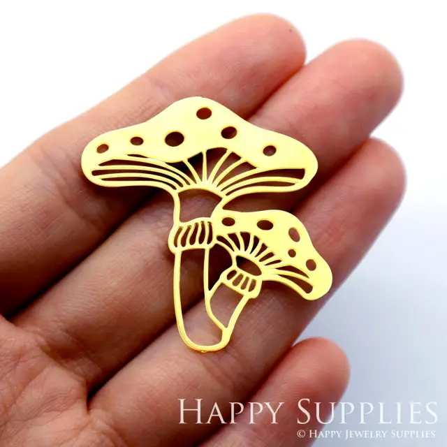 Brass Jewelry Charms, Mushroom Raw Brass Earring Charms, Brass Jewelry Pendants, Raw Brass Jewelry Findings, Brass Pendants Jewelry Wholesale (RD1618)