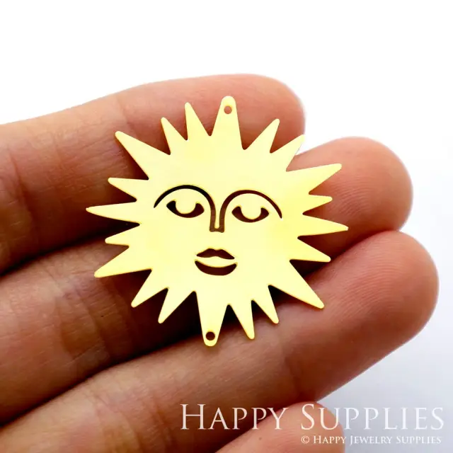 Brass Jewelry Charms, Sun Raw Brass Earring Charms, Brass Jewelry Pendants, Raw Brass Jewelry Findings, Brass Pendants Jewelry Wholesale (RD1761)