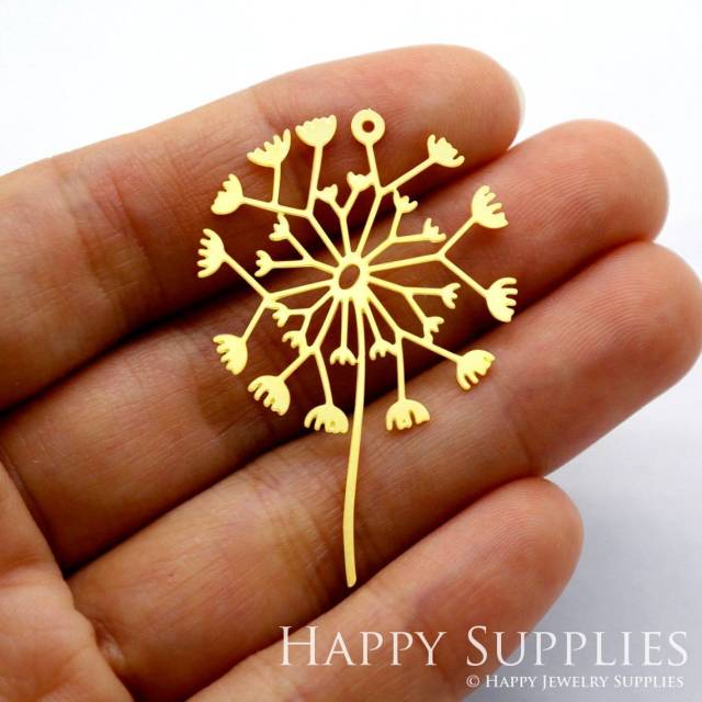 Brass Jewelry Charms, Dandelion Raw Brass Earring Charms, Brass Jewelry Pendants, Raw Brass Jewelry Findings, Brass Pendants Jewelry Wholesale (RD1762)