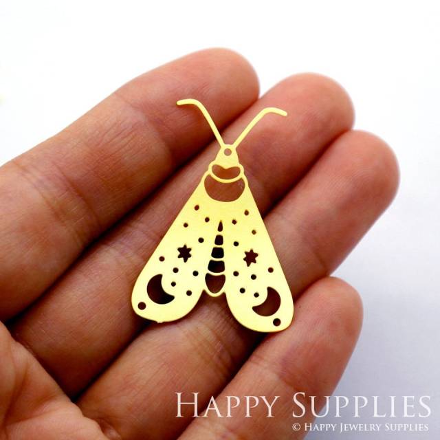 Brass Jewelry Charms, Geometric Moth Raw Brass Earring Charms, Brass Jewelry Pendants, Raw Brass Jewelry Findings, Brass Pendants Jewelry Wholesale (RD1760)