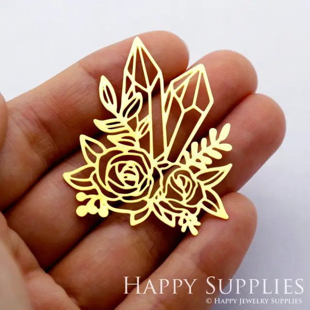 Brass Jewelry Charms, Flower Raw Brass Earring Charms, Brass Jewelry Pendants, Raw Brass Jewelry Findings, Brass Pendants Jewelry Wholesale (RD1733)