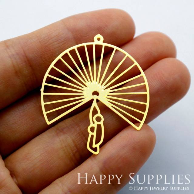 Brass Jewelry Charms, Fan Raw Brass Earring Charms, Brass Jewelry Pendants, Raw Brass Jewelry Findings, Brass Pendants Jewelry Wholesale (RD1768)