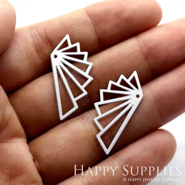 Stainless Steel Jewelry Charms, Fan Stainless Steel Earring Charms, Stainless Steel Silver Jewelry Pendants, Stainless Steel Silver Jewelry Findings, Stainless Steel Pendants Jewelry Wholesale (SSD032)