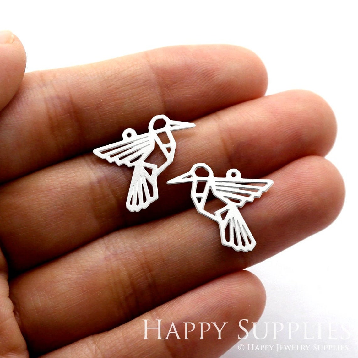 2pcs Stainless Steel Jewelry Charms, Bird Stainless Steel Earring Charms, Stainless Steel Silver Jewelry Pendants, Stainless Steel Silver Jewelry Findings, Stainless Steel Pendants Jewelry Wholesale (SSD065)