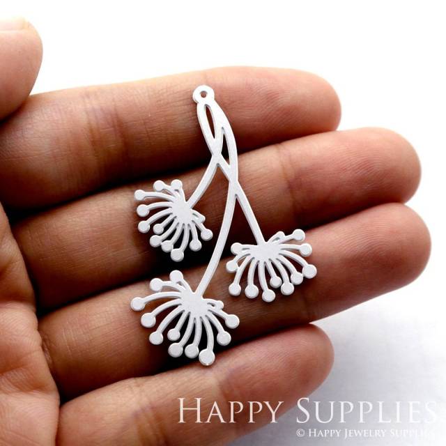 Stainless Steel Jewelry Charms, Flower Dandelion Stainless Steel Earring Charms, Stainless Steel Silver Jewelry Pendants, Stainless Steel Silver Jewelry Findings, Stainless Steel Pendants Jewelry Wholesale (SSD107-small)