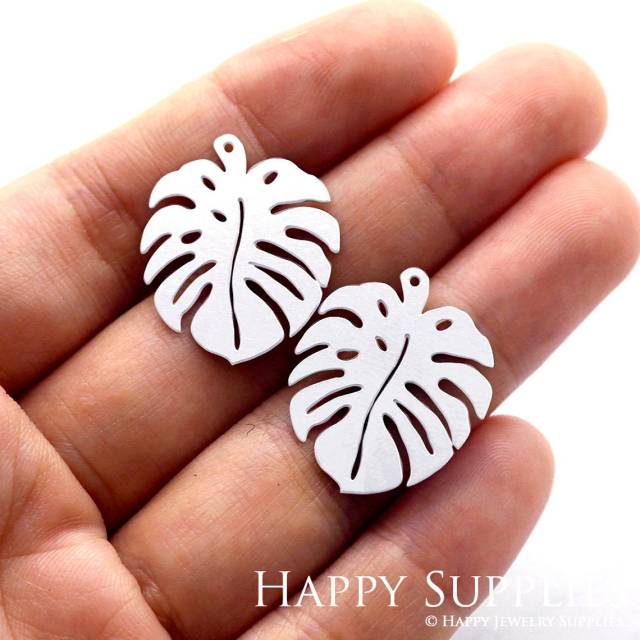 Stainless Steel Jewelry Charms, Monstera Leaf Stainless Steel Earring Charms, Stainless Steel Silver Jewelry Pendants, Stainless Steel Silver Jewelry Findings, Stainless Steel Pendants Jewelry Wholesale (SSD417-S)