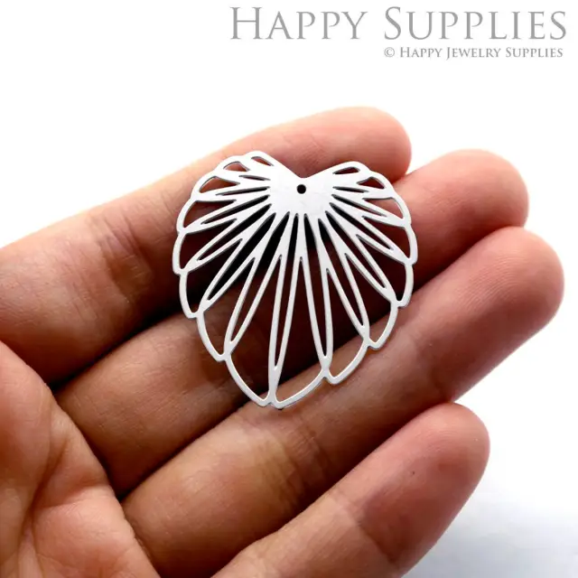 Stainless Steel Jewelry Charms, Leaf Stainless Steel Earring Charms, Stainless Steel Silver Jewelry Pendants, Stainless Steel Silver Jewelry Findings, Stainless Steel Pendants Jewelry Wholesale (SSD170)