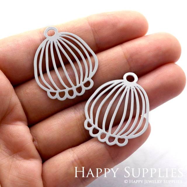 Stainless Steel Jewelry Charms, Flower Bud Stainless Steel Earring Charms, Stainless Steel Silver Jewelry Pendants, Stainless Steel Silver Jewelry Findings, Stainless Steel Pendants Jewelry Wholesale (SSD322)