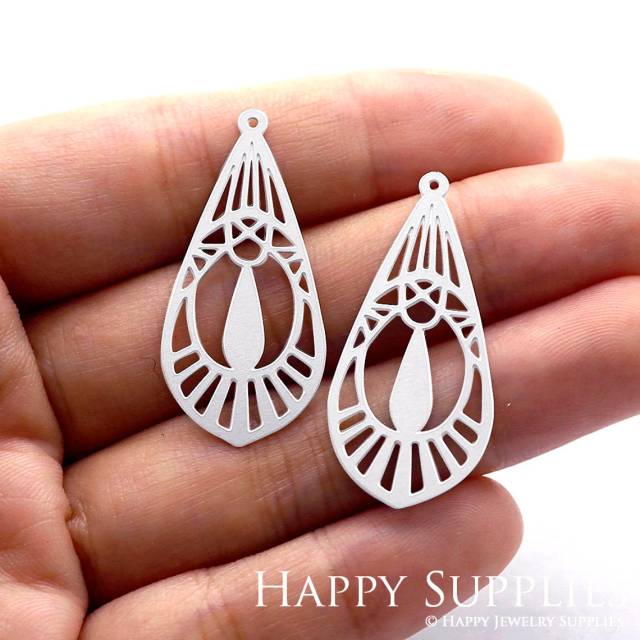 Stainless Steel Jewelry Charms, Geometric Teardrop Stainless Steel Earring Charms, Stainless Steel Silver Jewelry Pendants, Stainless Steel Silver Jewelry Findings, Stainless Steel Pendants Jewelry Wholesale (SSD398)