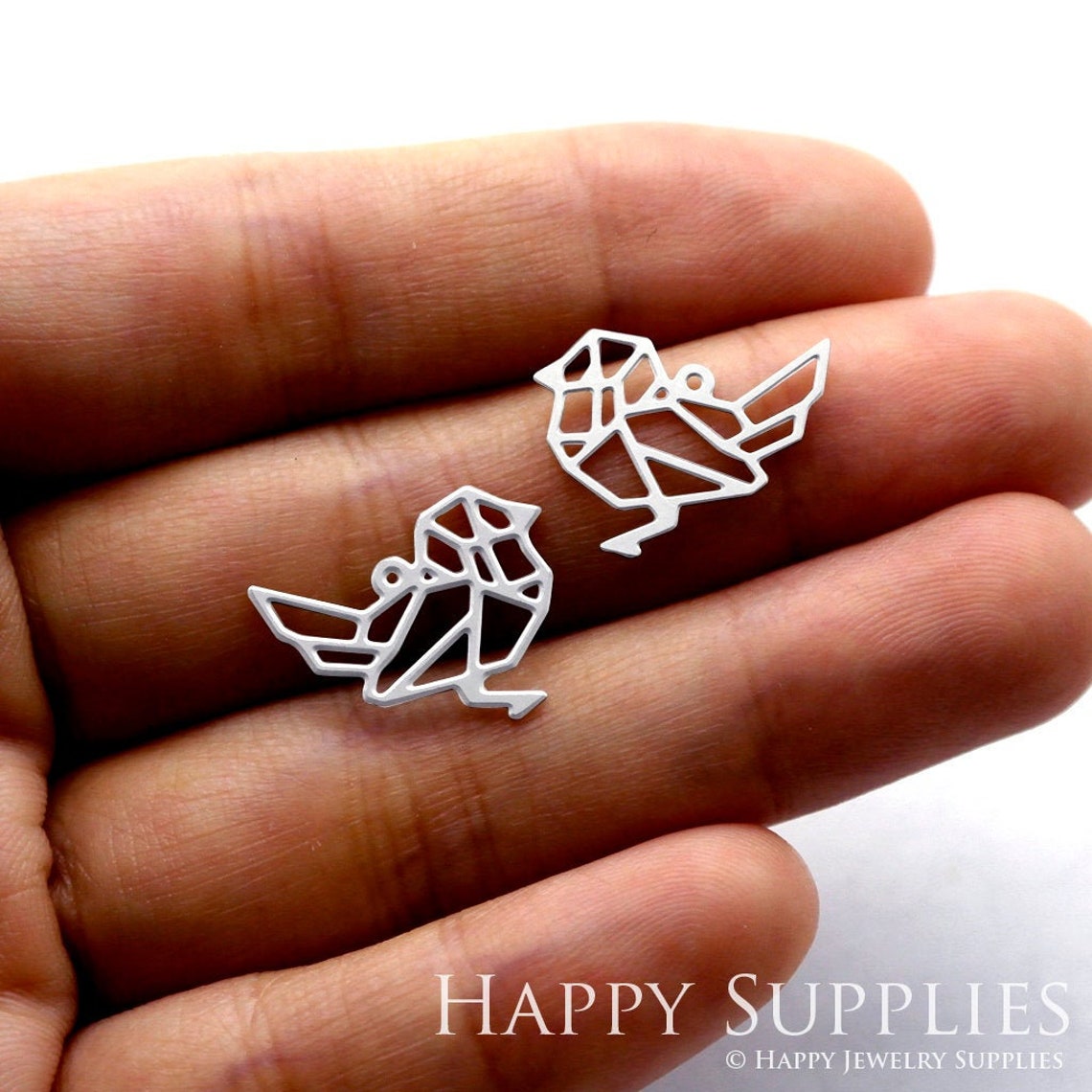 2pcs Stainless Steel Jewelry Charms, Bird Stainless Steel Earring Charms, Stainless Steel Silver Jewelry Pendants, Stainless Steel Silver Jewelry Findings, Stainless Steel Pendants Jewelry Wholesale (SSD068)