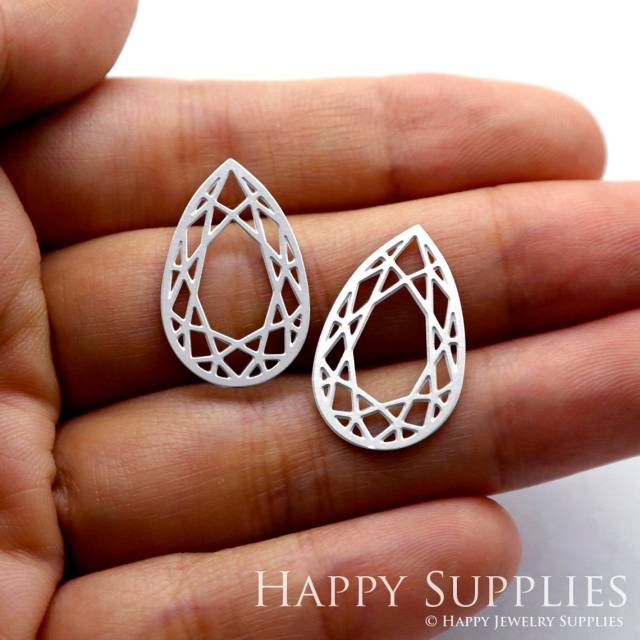 Stainless Steel Jewelry Charms, Teardrop Geometry Stainless Steel Earring Charms, Stainless Steel Silver Jewelry Pendants, Stainless Steel Silver Jewelry Findings, Stainless Steel Pendants Jewelry Wholesale (SSD102)