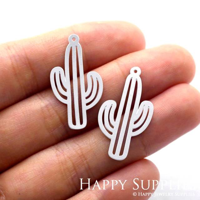 Stainless Steel Jewelry Charms, Cactus Stainless Steel Earring Charms, Stainless Steel Silver Jewelry Pendants, Stainless Steel Silver Jewelry Findings, Stainless Steel Pendants Jewelry Wholesale (SSD570)