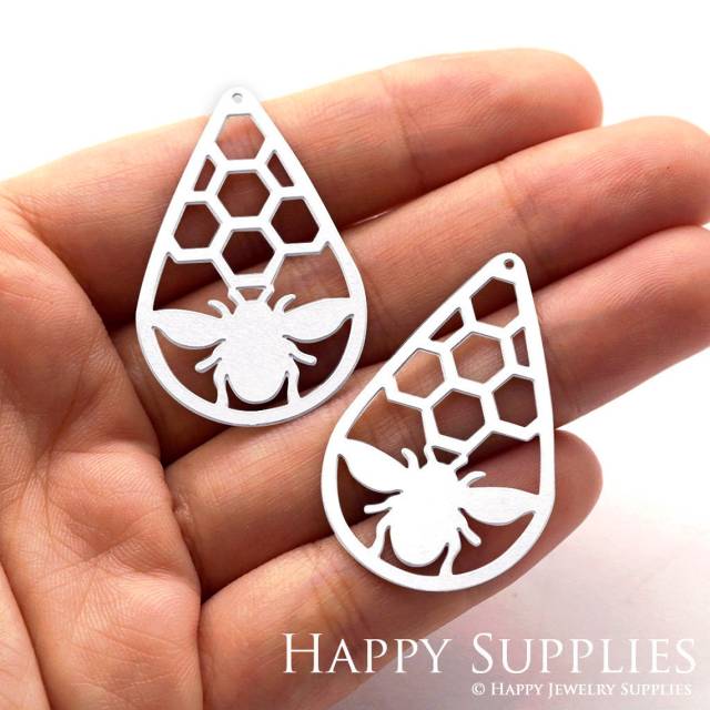 Stainless Steel Jewelry Charms, Bee Stainless Steel Earring Charms, Stainless Steel Silver Jewelry Pendants, Stainless Steel Silver Jewelry Findings, Stainless Steel Pendants Jewelry Wholesale (SSD704)