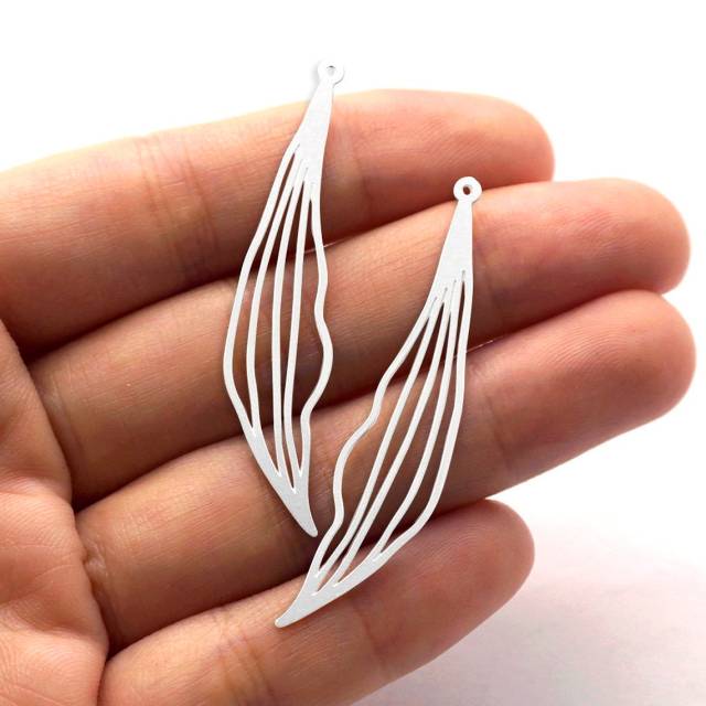 Stainless Steel Jewelry Charms, Leaf Stainless Steel Earring Charms, Stainless Steel Silver Jewelry Pendants, Stainless Steel Silver Jewelry Findings, Stainless Steel Pendants Jewelry Wholesale (SSD710)