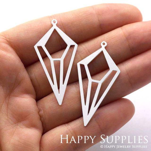 Stainless Steel Jewelry Charms, Geometric Diamond Stainless Steel Earring Charms, Stainless Steel Silver Jewelry Pendants, Stainless Steel Silver Jewelry Findings, Stainless Steel Pendants Jewelry Wholesale (SSD735)