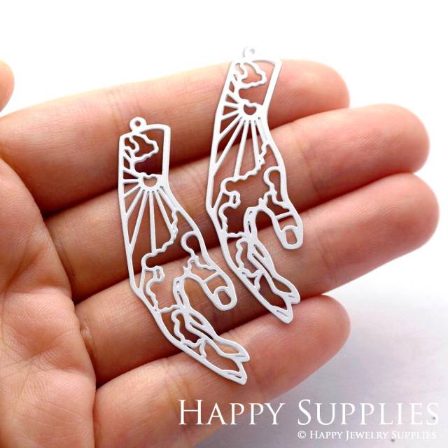 Stainless Steel Jewelry Charms, Hand Stainless Steel Earring Charms, Stainless Steel Silver Jewelry Pendants, Stainless Steel Silver Jewelry Findings, Stainless Steel Pendants Jewelry Wholesale (SSD745)