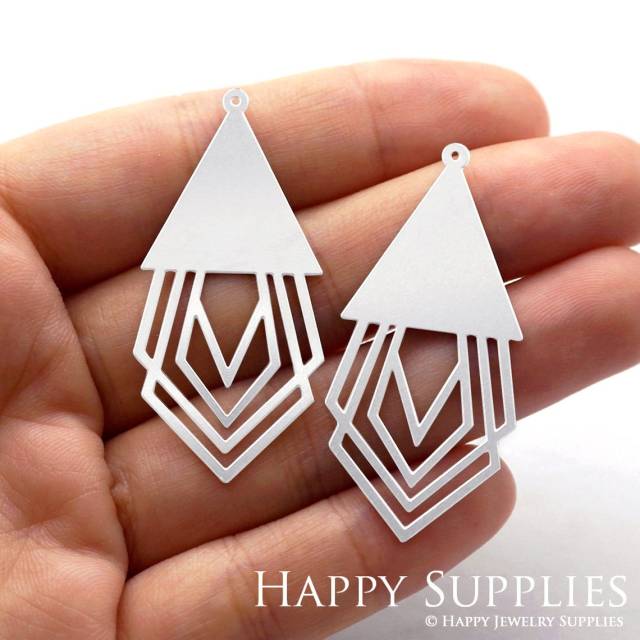 Stainless Steel Jewelry Charms, Geometric Triangle Stainless Steel Earring Charms, Stainless Steel Silver Jewelry Pendants, Stainless Steel Silver Jewelry Findings, Stainless Steel Pendants Jewelry Wholesale (SSD732)