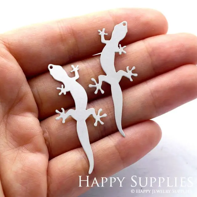 Stainless Steel Jewelry Charms, Gecko Stainless Steel Earring Charms, Stainless Steel Silver Jewelry Pendants, Stainless Steel Silver Jewelry Findings, Stainless Steel Pendants Jewelry Wholesale (SSD742)