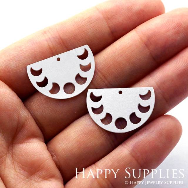 Stainless Steel Jewelry Charms, Moon Stainless Steel Earring Charms, Stainless Steel Silver Jewelry Pendants, Stainless Steel Silver Jewelry Findings, Stainless Steel Pendants Jewelry Wholesale (SSD834)