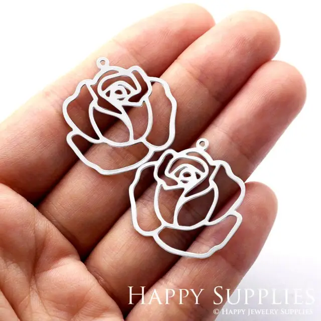 Stainless Steel Jewelry Charms, Flowers Stainless Steel Earring Charms, Stainless Steel Silver Jewelry Pendants, Stainless Steel Silver Jewelry Findings, Stainless Steel Pendants Jewelry Wholesale (SSD786)