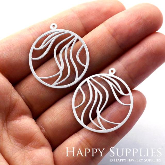 Stainless Steel Jewelry Charms, Circle Stainless Steel Earring Charms, Stainless Steel Silver Jewelry Pendants, Stainless Steel Silver Jewelry Findings, Stainless Steel Pendants Jewelry Wholesale (SSD802)