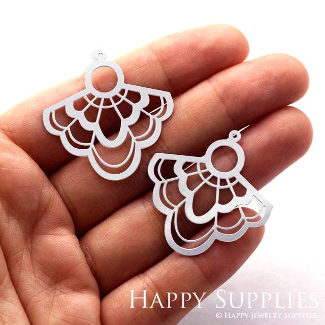 Stainless Steel Jewelry Charms, Fan Stainless Steel Earring Charms, Stainless Steel Silver Jewelry Pendants, Stainless Steel Silver Jewelry Findings, Stainless Steel Pendants Jewelry Wholesale (SSD839)