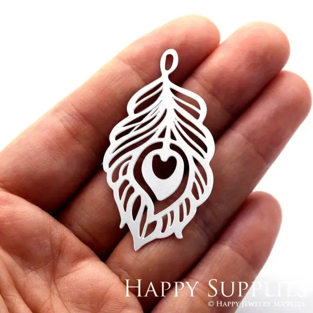 Stainless Steel Jewelry Charms, Feather Stainless Steel Earring Charms, Stainless Steel Silver Jewelry Pendants, Stainless Steel Silver Jewelry Findings, Stainless Steel Pendants Jewelry Wholesale (SSD831)