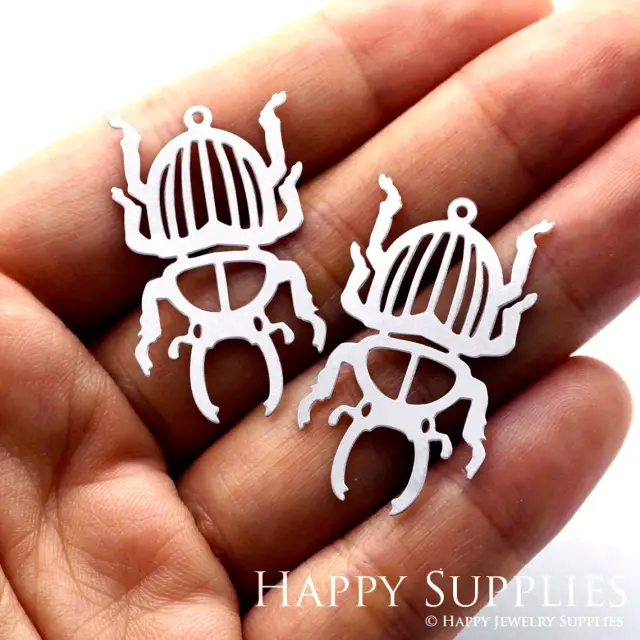 Stainless Steel Jewelry Charms, Beetle Stainless Steel Earring Charms, Stainless Steel Silver Jewelry Pendants, Stainless Steel Silver Jewelry Findings, Stainless Steel Pendants Jewelry Wholesale (SSD841)