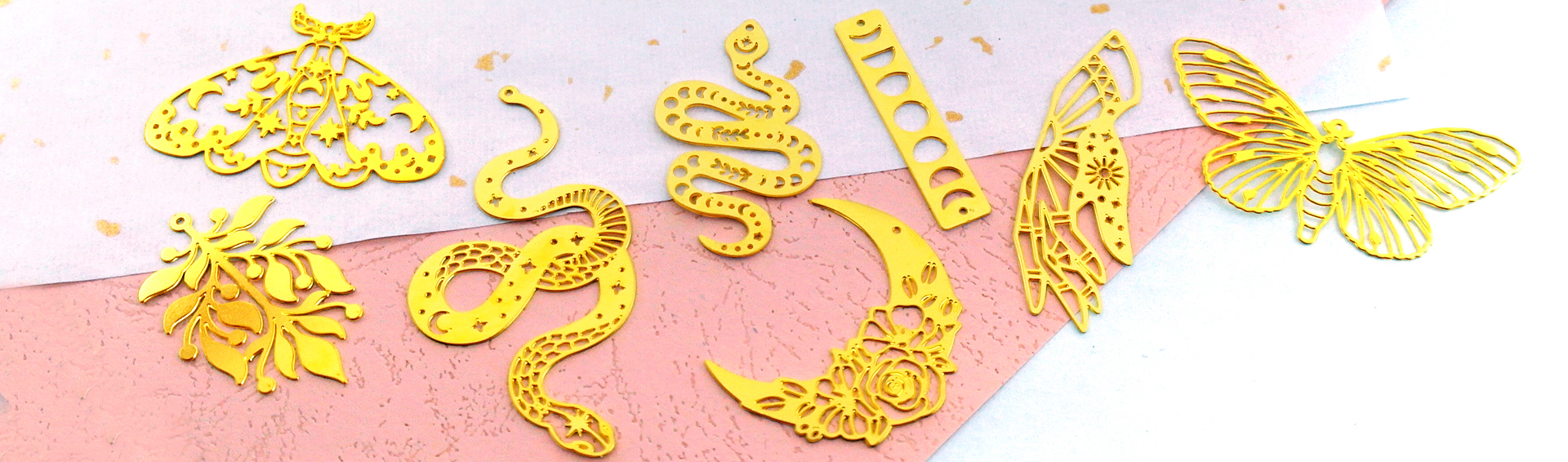 40mmx16mm rock charm raw brass print gold metal science fiction charm component jewelry supply 6x Brass arrow charm