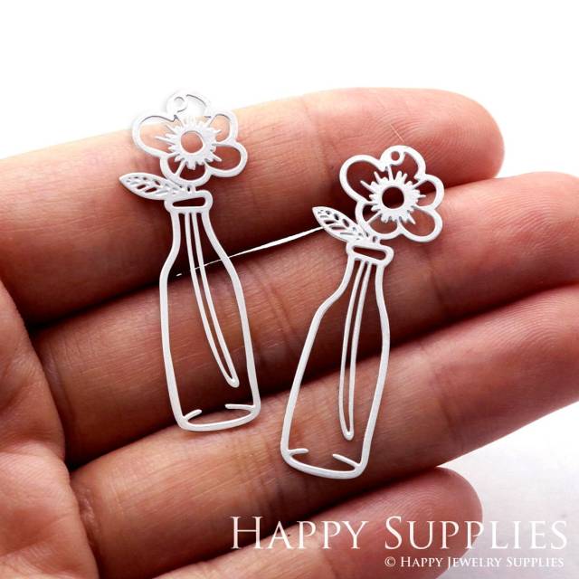 Stainless Steel Jewelry Charms, Flowers Stainless Steel Earring Charms, Stainless Steel Silver Jewelry Pendants, Stainless Steel Silver Jewelry Findings, Stainless Steel Pendants Jewelry Wholesale (SSD947)