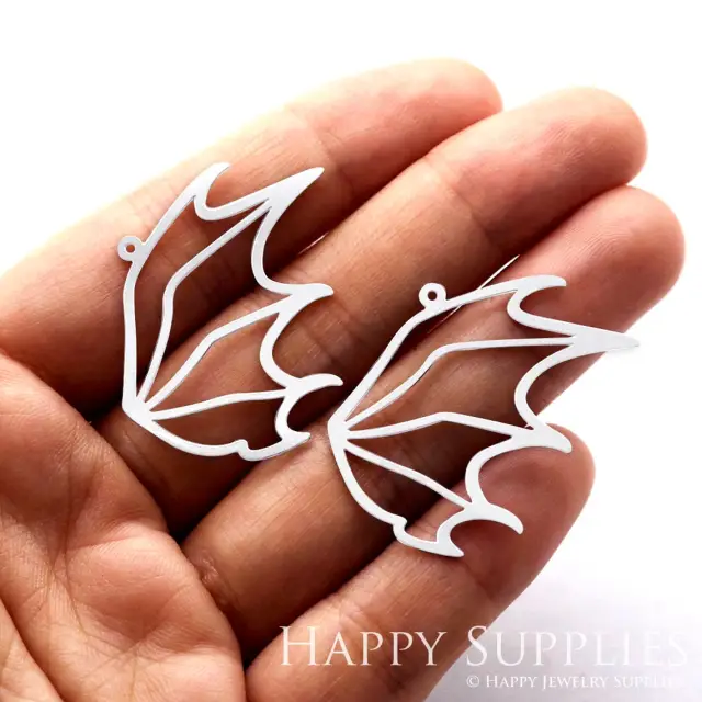 Stainless Steel Jewelry Charms, Wings Stainless Steel Earring Charms, Stainless Steel Silver Jewelry Pendants, Stainless Steel Silver Jewelry Findings, Stainless Steel Pendants Jewelry Wholesale (SSD865)